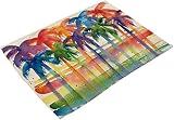 ChezMax Rectangle Tropical Coconut Tree Print Oil Painted Linen Western Food Mat Bowl Cup Placemat