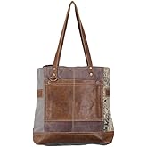 Side Floral Print Canvas Tote Bag