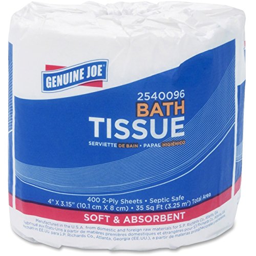 Genuine Joe GJO2540096 2-Ply Standard Bath Tissue Rolls, 400 Sheets per Roll, 4