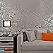 HANMERO Victorian Damask Embossed Textured Pattern Vinyl Wallpaper Environmental Protection Long Murals Rolls for Living Room/Bedroom/TV Background Home Decor- Silver Gray 20.86'' x 393.7'' …