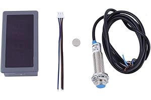 DONGKER Digital LED Tachometer,AC 110V 220V 4Bit Digital Speed Meter High Precision RPM Speed Meter with Proximity Switch Sensor