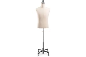 THE SHOP COMPANY Male Display Dress Form Mannequin in Natural Canvas on Metal Rolling Base by TSC-Medium-Black