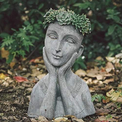 Face Planter - Vintage Resin Creative Human Face Flower Vases Home Decor Crafts Room Decoration Garden Goddess Vase Girls Lady Statue R1802