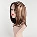 QianBaiHui Charming Straight Wigs for Women Daily Use Natural and Healthy Mixed Medium Length Brown wigs Bob Hairstyle