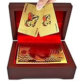 SandiaSummer 24K Gold Foil Plated Playing Cards 100 Dollar Full Poker Deck Gift