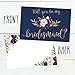 15 Will You Be My Bridesmaid Cards Navy Floral, Cute Bridesmaids Proposal Note Cards For Gifts, Blank Ask To Be Your Bridesmaids Invitations Set, Asking To Be A Bridesmaid Invite