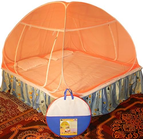 Healthy Sleeping Foldable Polyester Double Bed Mosquito Net (Orange)