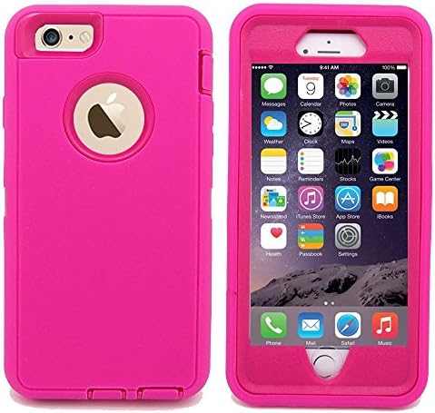 Kecko(TM)Hybrid Impact Defender Series Heavy Duty Shockproof Scratch Weather Resistant Military Grade Full Body Protective Hard Rugged Silicon Rubber Case w/ Built-in Screen Protector for iphone 6 Plus only(not for iphone 4.7”)--Solid Color/Rose Series (Rose Rose)