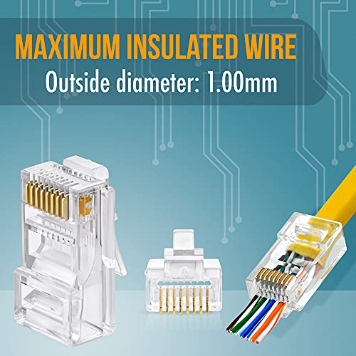 EMS RJ45 Cat5e Pass Through Connectors Pack of 200 EZ to Crimp