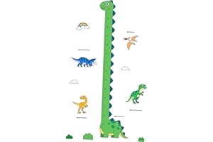 Leefasy Height Growth Chart Wall Sticker Wall Art Decor Removable Self Cartoon Wall Decal for Bedroom Kids Nurser 180cm, Dino