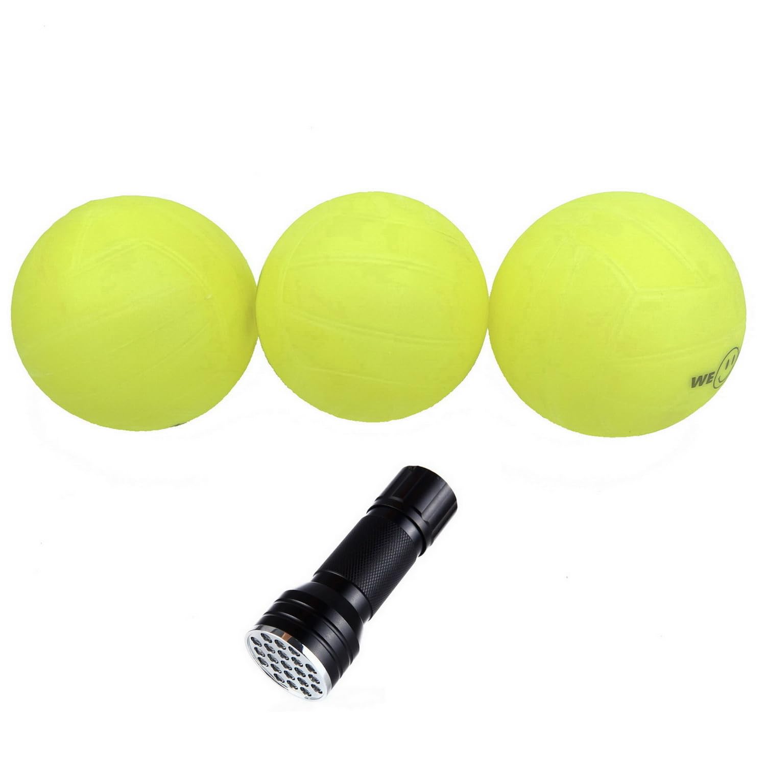 Photo 1 of Aolowewin Glow in The Dark Balls, Spike Replacement Ball, Roundnet Game Ball - Play at Night, Light Up for 20-30 Minutes (3X Glow Balls+UV Flashlight)