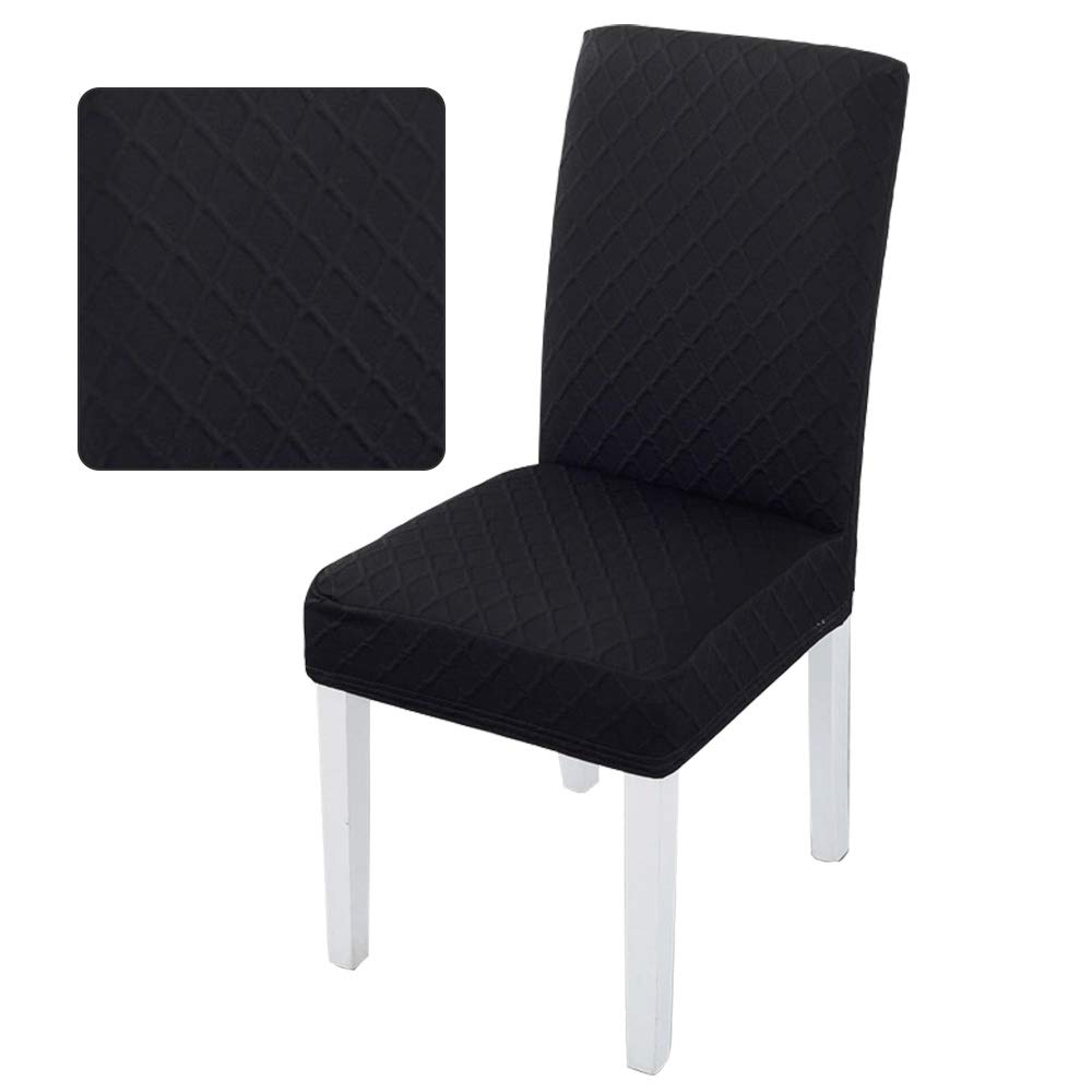 YOFASEN Chair Covers - Stretch Removable Washable Chair Covers for Dining Chairs, Chair Seat Covers with Elastic Band for Home,Hotel,Banquet (Black)