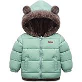Baby Winter Fleece Coat Kids Boys Jacket Outwear Girls Padded Clothes Green 1-2 Years