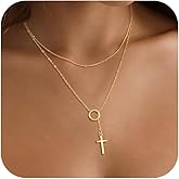 LOVELUCK Long Lariat Necklace for Women,Dainty Layered Y-Shaped Necklaces 14K Gold/Silver Plated Beaded Chain Drop Necklaces for Women Trendy Jewelry Valentines Day Gifts for Her
