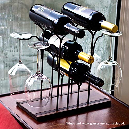 Countertop Wine Rack Hold Tabletop Wood Wine Holder Wine Bottle Holder