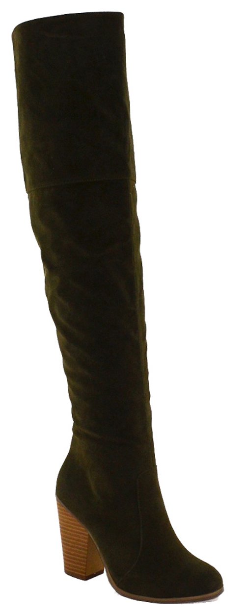 Chase & Chloe Max-2 Chunky Block Heel with Partial Side Zipper and Back Lace-Up Women's Tall Boot - Image 3