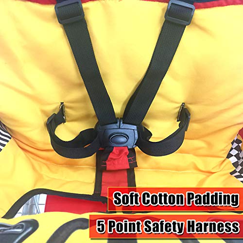 Gift Box Packing, 2-in-1 Shopping Cart & High Chair Cover for Baby with Portable Bag ✮ 5 Point Safety Harness System ✮ Universal Fit All Shopping Cart Seats&Restaurant Highchairs ✮ Cute Car (Red) - Thumbnail 3