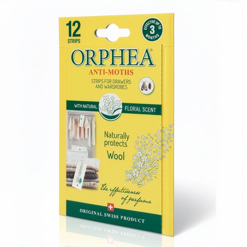 Orphea Anti Moth Strips - Floral Scented Moth Repellent for Wardrobes Drawers Shelves - Wardrobe Fresheners for Wool - Moth Paper Strips for Clothes Storage (1 Pack, 12 Strips) sold by Caraselle