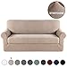 Turquoize Stretch Sofa Slipcover 2 Pieces Sofa Cover Couch Cover for 3 Cushion Couch Washable Furniture Protector Covers with Elastic Bottom Feature Thick Jacquard Fabric (Sofa, Sand)