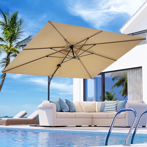 COSIEST 9'x12' Patio Umbrella Cantilever Outdoor Rectangular Offset Umbrella wi…