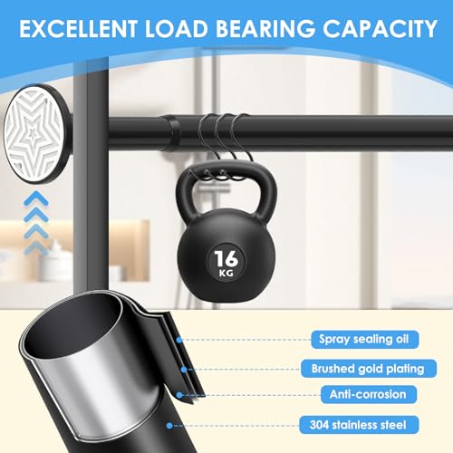 Veloxtera Black Shower Curtain Pole 78-223 cm, 28mm Extendable Tension Curtain Rod No Drill, Adjustable Heavy Duty Shower Rail with 1pcs Bracket for Bathroom, Window, Door
