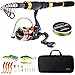 Sougayilang Telescopic Fishing Rod Reel Combos Portable Fishing Pole with Spinning Reel Fishing Carrier Bag for Travel Saltwater Freshwater Fishing（2.4M/7.87Ft）