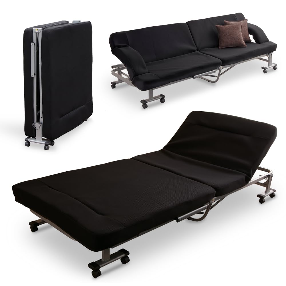 アイリスオーヤマ ベッド 折りたたみベッド ソファベッド シングル 収納 ブラック OTB-SFN商品画像