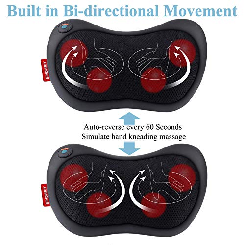 Neck Massager Pillow with Heat - Shiatsu Back and Shoulder Massager with Deep Tissue Kneading, Electric Back Massage for Full Body, Relaxation at Home, Car & Office