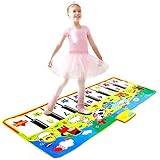 M SANMERSEN Piano Music Mat, Music Dance Mat, Keyboard Play Mat, Animal Blanket Carpet Playmat, Musical Touch Play Game Gifts for Kids Toddlers Girls Boys, 53' x 23'