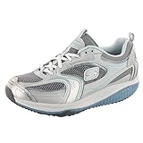 Skechers Women's Shape Ups XF Accelerators Lace-Up Fashion Sneaker,Silver Blue,7.5 M US