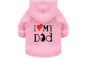Izefia Dog Hoodie Dog Hoodies for Small Dogs Clothes I Love My Dad Fleece Sweater Winter Sweat Shirt Warm Cotton Dog Hoodie f