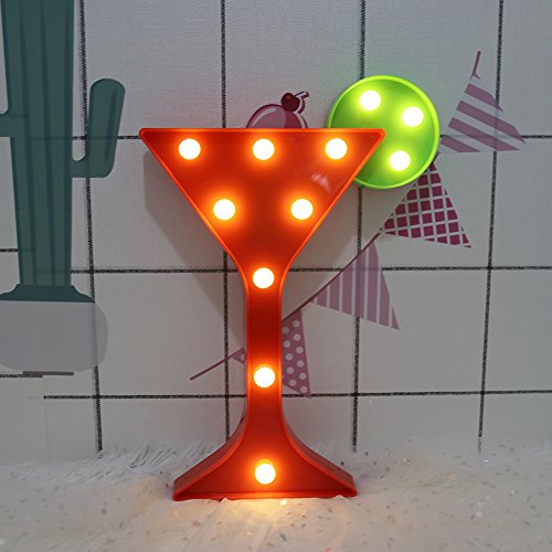 Pooqla Light Up Wine Martini Cocktail Cup Shaped Marquee Sign Decorative Night Light with Remote Timer Dimmable for Home Bar Club Decoration - Thumbnail 4