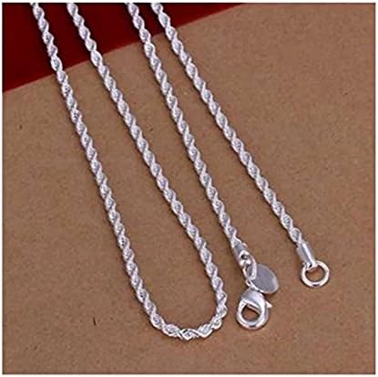 Sterling Silver 2MM Twisted Rope Chain Necklaces, 16-24 Inch