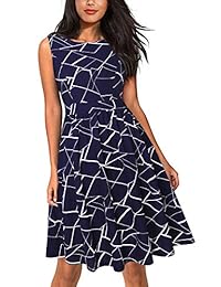 Missjoy Vestido de té floral vintage de los años 50, sin mangas, para fiestas en el jardín, cóctel, columpio