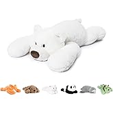 Niuniu Daddy 20" | 3.3 Pound Polar Bear Weighted Stuffed Animals, Large White Bear Plush Toy Pillow with Fluffy Fur for Kids Adults Teens Cute Stuffy Animal for Valentine Christmas Birthday Gift