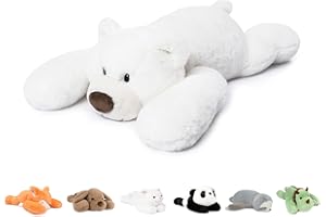 Niuniu Daddy 20" | 3.3 Pound Polar Bear Weighted Stuffed Animals, Large White Bear Plush Toy Pillow with Fluffy Fur for Kids Adults Teens Cute Stuffy Animal for Valentine Christmas Birthday Gift