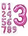 40 Inch Numbers 0-9 Pink Helium Foil Digital Mylar Balloons for Birthday Party Number 3