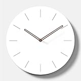 Simple Modern White Round Wooden Wall Clock 11 inch Non-ticking one AA battery powered (Time Bars)