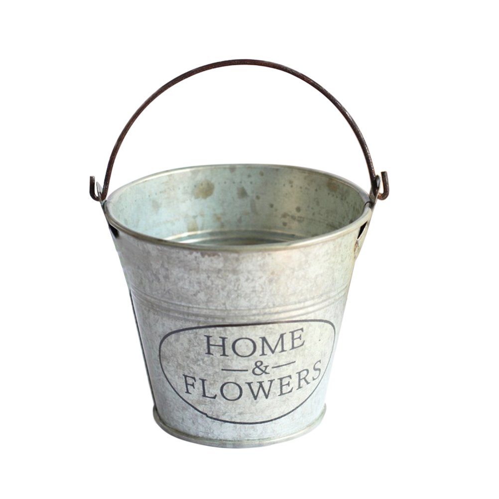ounona Flower Bucket, Metal Bucket, for Home Decoration Indoor or Outdoor Use