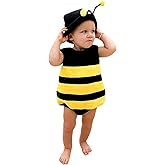 MERSARIPHY Infant Baby Outfits Girl Boy Cartoon Bees Romper Baby Halloween Costumes Fall Clothes with Hat