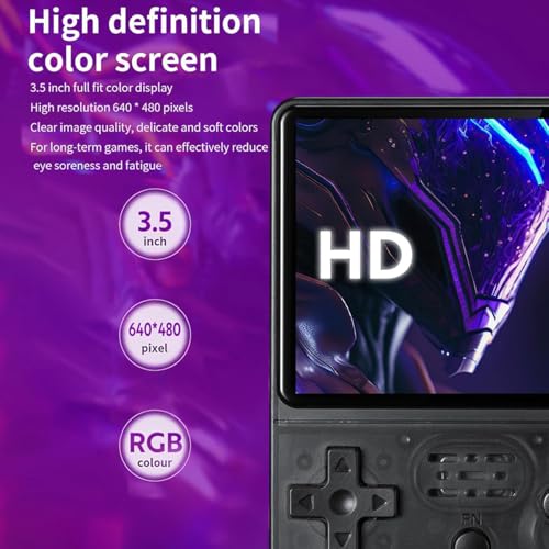 Retro Handheld Gaming Console R36S​​ - Portable Game Console with ​​Dual 3D Joysticks​​, ​​3.5" HD Screen​​ & ​​3500mAh Battery​​, Supports ​​Multiplatform Games​ for Adults/Travel (Black)