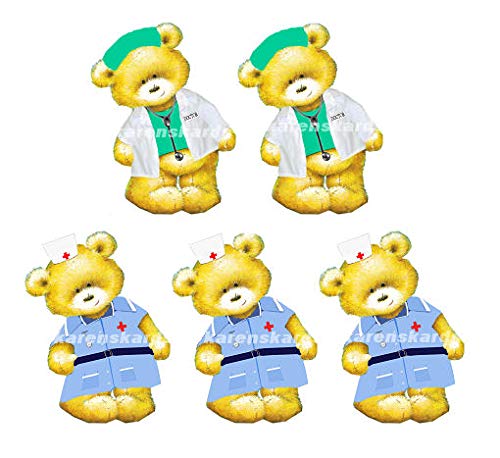 Gregory Crafts & Gifts Doctor and Nurses Get Well Soon Card Making Toppers Craft Embellishment, Teddy Bear Design Ideal Thank You Cards