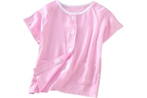 Siomlana Children Tear Away Short Sleeve,Post Surgery Magic Stickers Shirts,Recovery Clothes,Kids Patient Clothing