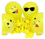 100 Emoji Balloons - 12 Inch Latex Yellow Face Emoticon