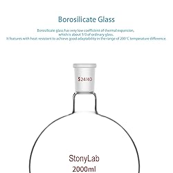 StonyLab 2000 ml Glass Single Neck Round Bottom