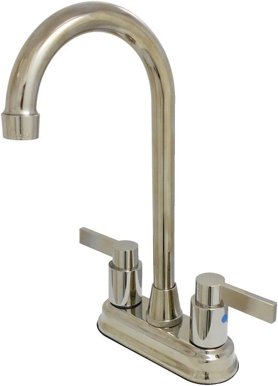 Kingston Brass KB8491NDL 4-3/4-Inch in Spout Reach NuvoFusion Two Handle 4-Inch Centerset Bar Faucet, Polished Chrome - - 