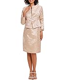 Women's 2 Piece Dress Church Suits Mother Gifts Formal Occasion Party Elegant Jacquard Embroidery Jacket Church Set