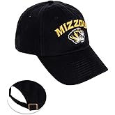 Desert Cactus University of Missouri Baseball Hat Mizzou Tigers Brimmed Embroidered Hats Cap Adjustable Cloth Strap Adult (Style E1) Black