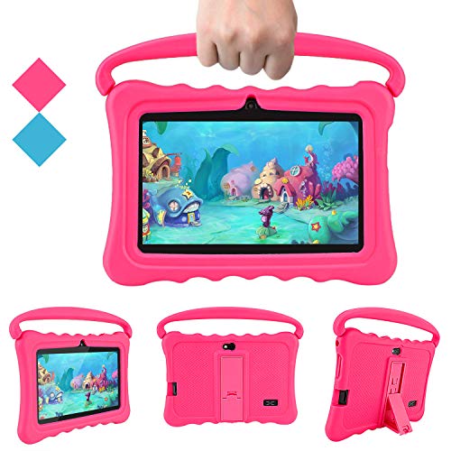 Kids Tablets PC, Veidoo 7 inch Android Kids Tablet with 1GB Ram 16GB Storage, Safety Eye Protection IPS Screen, Premium Parent Control Pre-Installed Educational APP, Best Gift for Children (Pink)