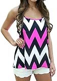 SlickBlue Women's Pattern Flowy Back Bowknot Racerback Tank Tops Black,X-Large